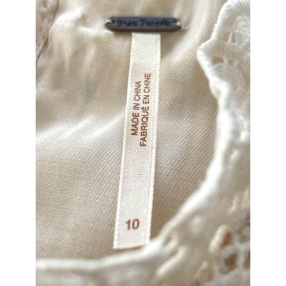 Free People Sz 10 Selma Lace Crochet Shift Dress Mini Boho Festival Prairie - Picture 14 of 16